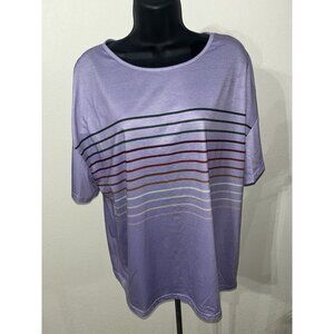 DROIMP shirt top Blouse Lavender Striped Short Sleeve women’s XL